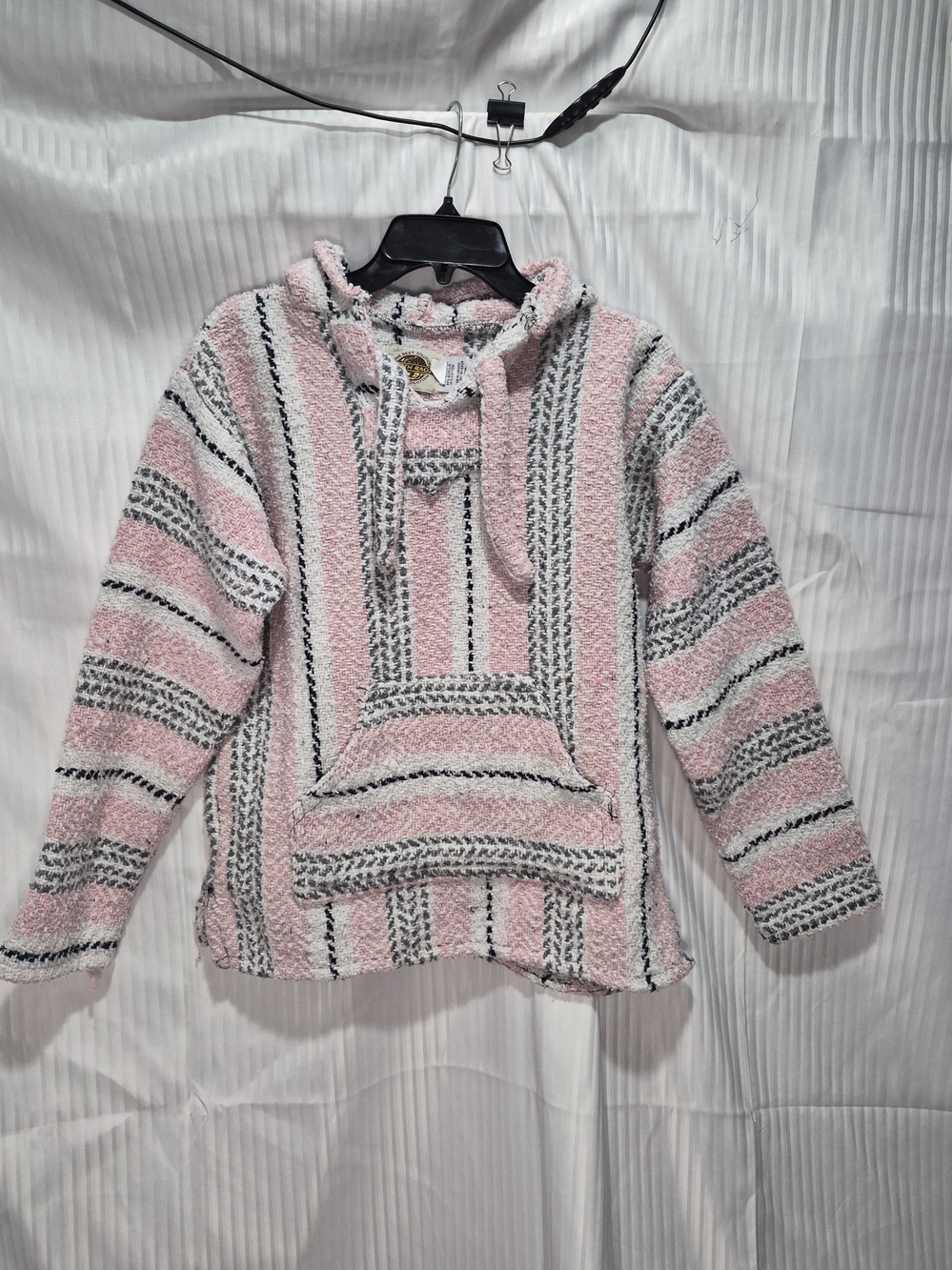 Earth Ragz Women's Pink Striped Cowl Hoodie Sweater Size Small Y2K Boho